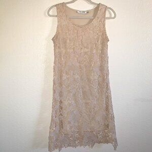 Solitare by Ravi Khosla Beige Lace Dress